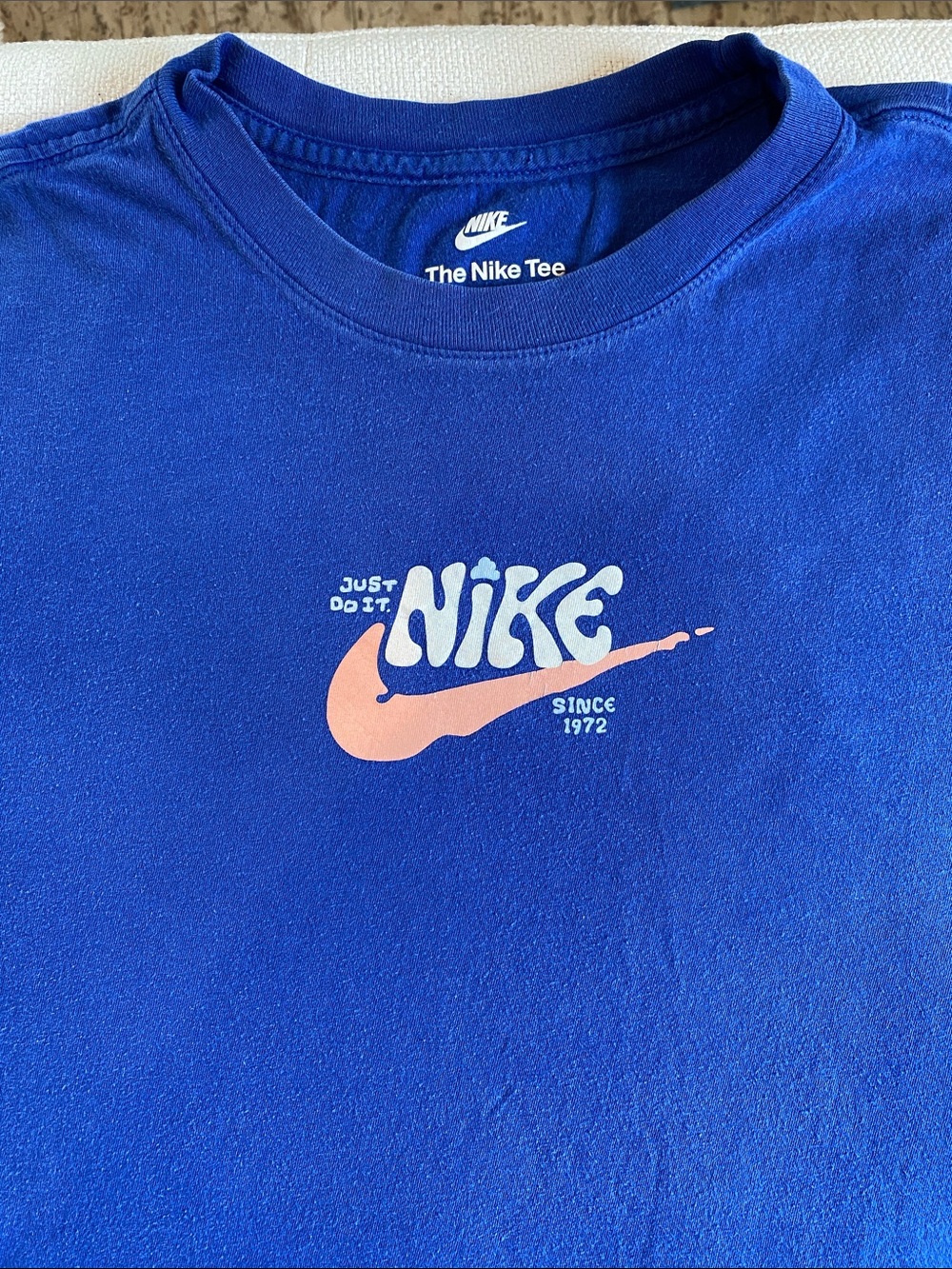 Nike Royal Blue Tee with Peach Swoosh